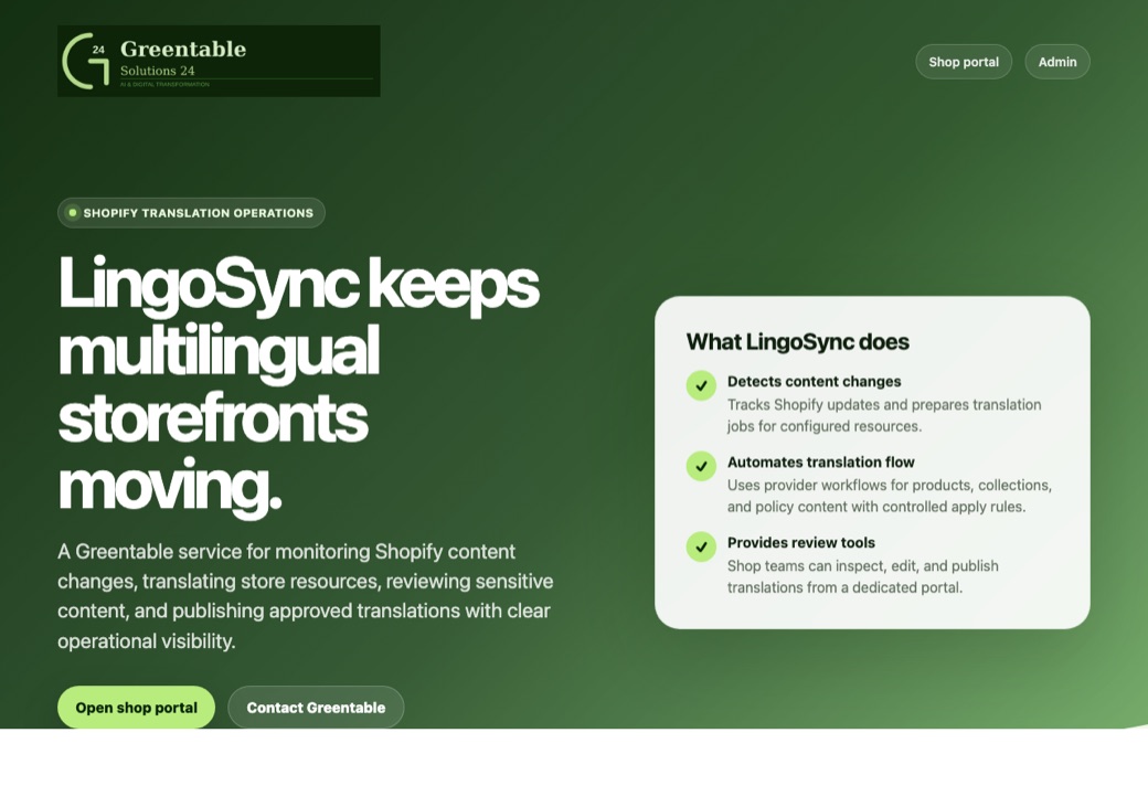 LingoSync — Shopify translation